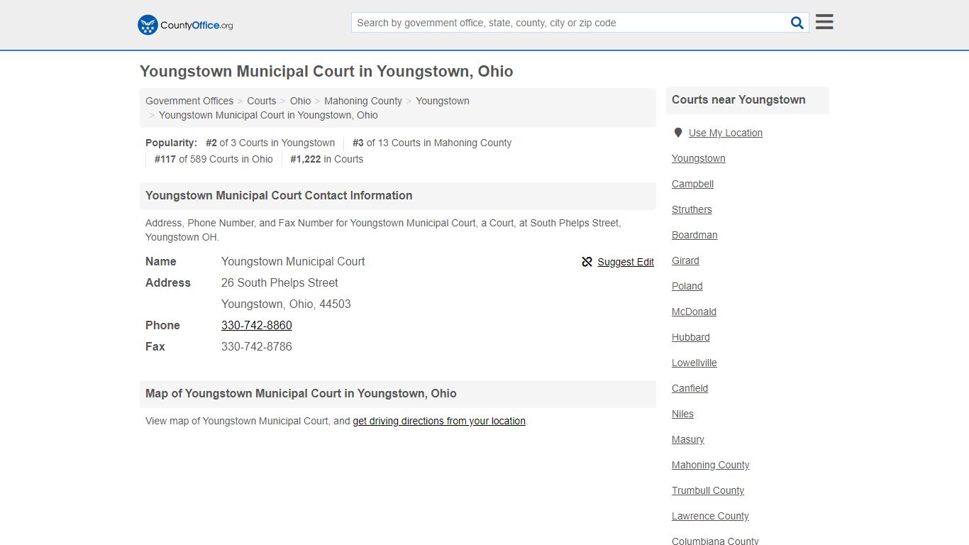 Youngstown Municipal Court - Youngstown, OH (Address ...