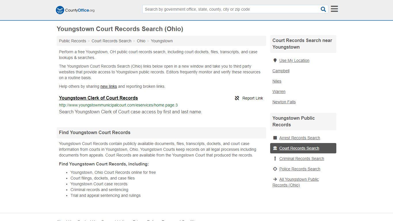 Court Records Search - Youngstown, OH (Adoptions, Criminal ...